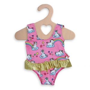 Maillot de bain rose imprime pour poupee poupon 28-35 cm (ref.h48)