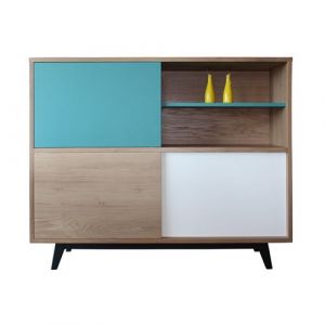 Buffet chêne massif et laqué VINTAGE Pirotais Bois Multicolore