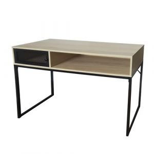 Console meuble de bureau coloris naturel/noir - Longueur 120 x Profondeur 39.5 x Hauteur 75 cm -JUANIO-