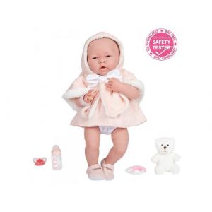 Berenguer - All-Vinyl La Newborn Doll in Pink Coat and Outift. REAL GIRL!