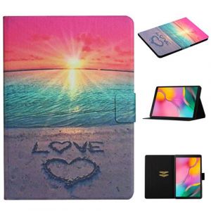 Etui en PU impression de modèle flip avec support et porte-cartes amour de bord de mer pour votre Samsung Galaxy Tab A 10.1 (2019) SM-T510/T515