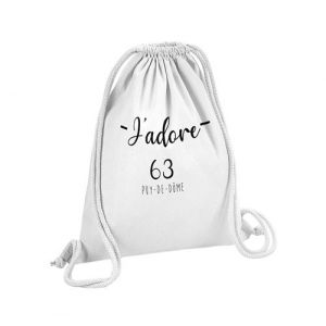 Fabulous Sac de Gym en Coton Blanc J'Adore 63 Puy De Dome Departement Clermont Ferrand 12 Litres