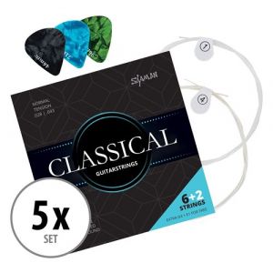 Shaman Classical cordes pour guitare classique, y compris 2 cordes de rechange, 3 plectres set x5