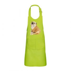 Fabulous Tablier Cuisine Enfant 2 Poches Vert Bulldog Peinture - Haut de gamme