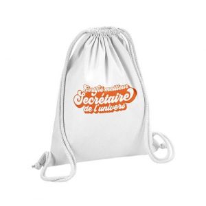 Fabulous Sac de Gym en Coton Blanc Certifi&eacute; meilleur Secr&eacute;taire de l'univers 12 Litres