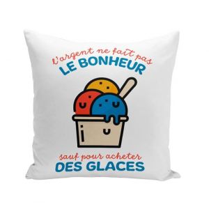 Fabulous Housse de coussin blanc Glace - L'argent ne Fait Pas le Bonheur [40x40 cm]