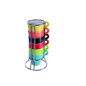 Salesfever lot de 6 tasses espresso dans ce lutrin + geschenkbox arc-en-ciel en couleur