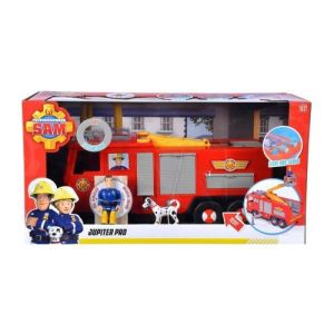 Coffret sam le pompier - grand camion grand echelle jupiter avec sons et lumières + sam + accessoires - set véhicule + carte
