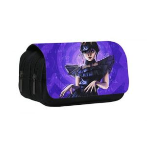 Trousse &agrave; Crayons Double Zipper Mercredi Addams Dami style H pour Enfant Gar&ccedil;on Fille