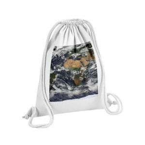 Fabulous Sac de Gym en Coton Blanc Carte du Monde Planisphere Photo Satellite 12 Litres