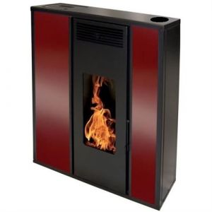 Poêle à granule TESSA 10kW étanche concentrique bordeaux - INTERSTOVES - T10KWCBDX