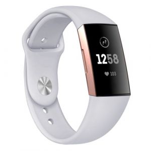 Bracelet Sport en Silicone Simple Remplacement pour Fitbit Charge 3 - Gris (Taille L)