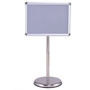 porte-affiche sur pied giantex argent 89,5cm-134cm hauteur réglable A3 présentoir rotation à 360 degrés en acier inox