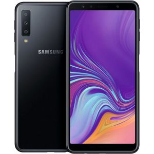 Samsung Galaxy A7 (2018) - 4G smartphone - double SIM - RAM 4 Go / Mémoire interne 64 Go - microSD slot - écran OEL - 6" - 2220 x 1080 pixels - 3 x caméras arrière 24 MP, 8 MP, 5 MP - front camera 24 MP - noir
