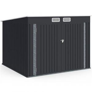 Abri &agrave; v&eacute;los en m&eacute;tal gris anthracite verrouillable avec kit d'ancrage pour 4 v&eacute;los