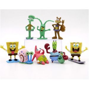 set de 8 personnage figurine Bob l'éponge Carlo Tentacule Patrick l'étoile de mer écureuil des sables Eugène Krabs Gary Plankton