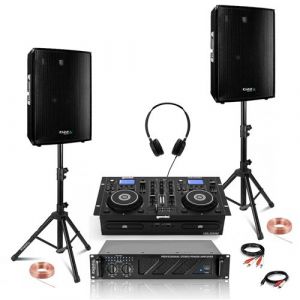 Pack Sono - GEMINI CDM-4000BT Bluetooth USB CD MP3 - Ampli AMP300-MKII 2x240W - 2 Enceintes DISCO12B 600W - Pieds SS01B-MINI