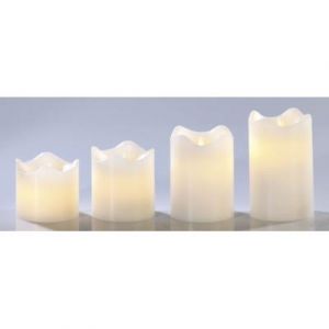 Set de 4 bougies LED en cire véritable - Blanc avec flamme vacillante