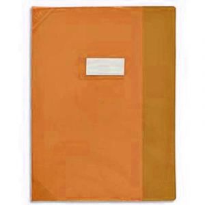 Lot de 25 Prot&egrave;ge-cahier School Life, Format 24 x 32 cm, PVC opaque 14/100&deg;, coins + porte-&eacute;tiquette. 4 coloris assortis ORANGE