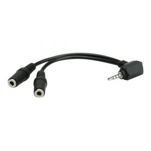 Roline - Prise de casque micro - mini jack 4 pôles mâle pour mini-phone stereo 3.5 mm femelle - 15 cm - noir