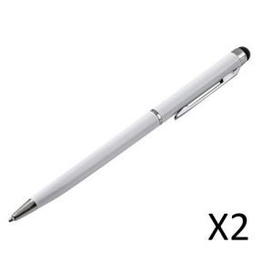 Stylet Stylo Metal x2 pour ALCATEL A3 XL Smartphone 2 en 1 Bille Elegant Tablette Ecrire Universel (NOIR)