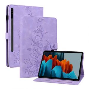Étui FOXDOCK pour tablette Samsung Galaxy Tab S8 PLUS coque en TPU souple et durable avec support réglable, emplacements pour cartes et rainures antidérapantes-Violet