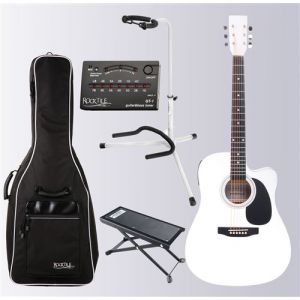 Set guitare classique &eacute;lectro-acoustique Classic Cantabile WS-10WH-CE &ndash; blanche &ndash; avec accessoires