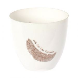 RIVERDALE Photophore en porcelaine Plume With Love - 8 x 9 cm - Conçu pour bougies Votives - Livré vide