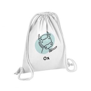 Fabulous Sac de Gym en Coton Blanc Boeuf Signe Astrologique Chinois 12 Litres