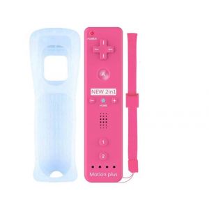 2 en 1 Manette Wiimote Motion Plus pour Nintendo Wii et Wii U Rose -QUMOX®