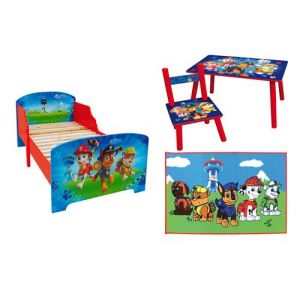PAT'PATROUILLE - Lot lit bebe / enfant avec sommier + table et chaise + tapis