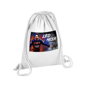 Fabulous Sac de Gym en Coton Blanc Leo Messi Barcelone Signature 12 Litres