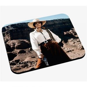 Tapis de souris Photo de film femme cowboy western revolver original