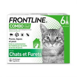 Frontline Combo chat - Anti-puces anti-tiques pour chat - 6 pipettes