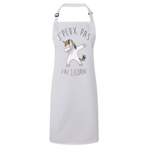 Fabulous Tablier Cuisine Premium Blanc J'Peux Pas J'Ai Licorne Qui Dab
