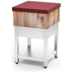 Billot de Boucher Inox en Bois et Poly&eacute;thyl&egrave;ne Rouge   Fricosmos