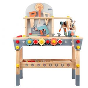 &Eacute;tabli de Bricolage 88cm en Bois avec Accessoires &Eacute;ducatifs pour Enfant d&egrave;s 3ans Avizar Multicolore