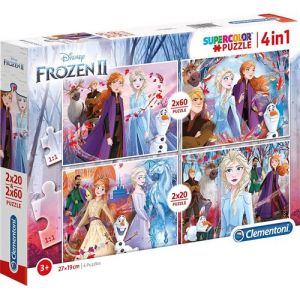 4 puzzles disney - reine des neiges : elsa anna sven olaf 20 - 60 pieces clementoni - nouveaute