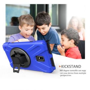WISETONY® Etui de protection pivotant à 360 ° avec dragonne pour Samsung Galaxy Tab Activ2 T390/T395/T397 8.0 - Bleu