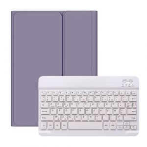 &Eacute;tui HSMY en Silicone avec Clavier Fran&ccedil;ais AZERTY Bluetooth pour iPad Air4 10.9 - Violet&Blanc