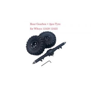 Pièces de rechange de voiture rc essieu arrière boîte de vitesses arrière + pneu 2pcs pour wltoys 12428 12423 noir