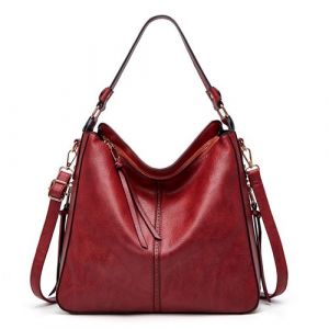 Sac &agrave; main fourre-tout en cuir vegan pour femme Rouge