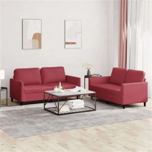 Canape angle fixe vidaxl 2 places en simili-cuir rouge 77 x 140 x 80 cm