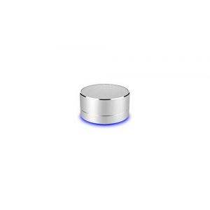 Enceinte metal bluetooth pour smartphone samsung, huawei, sony, etc port usb carte tf auxiliaire haut-parleur micro mini (argent)