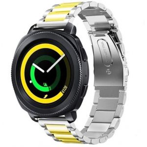 Strap-it Bracelet acier - compatible pour Samsung Gear Sport (argent/or)