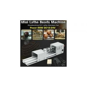 Mini tour de perles machine &agrave; bois tour bricolage ensemble standard avec alimentation 12-24v