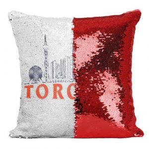 Fabulous Coussin avec Housse Sequin - Paillettes Rouge Toronto Minimalist [40 x 40 cm]