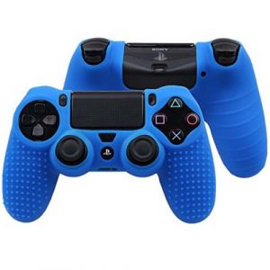 Coque de protection en silicone antidérapant pour manette PS4/Slim/Pro - Bleu