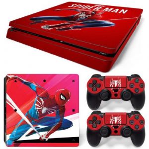 Autocollant Stickers Skin de Protection pour Console et Manette Sony Playstation PS4 Slim - Spiderman #1