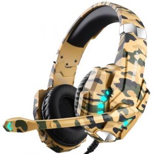 Casque Gamer KOTION EACH G9600 RGB Camouflage - Filaire PC - Jaune